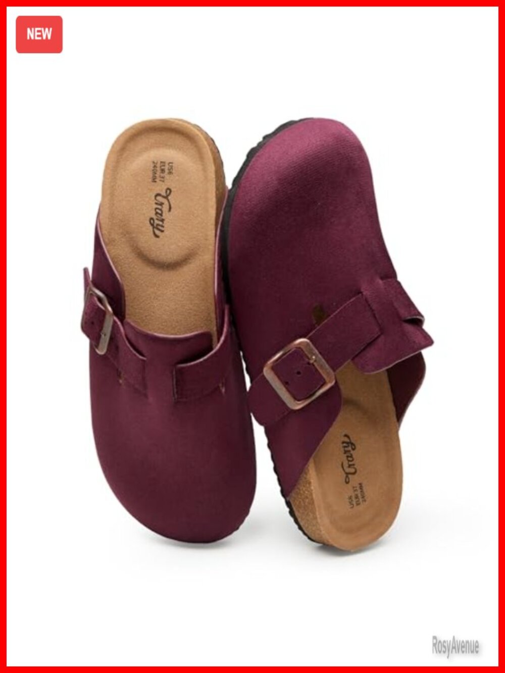 Genuine Suede Mules & Clogs for Women, Slip-On Cork Footbed, EVA Sole, Flat Heel